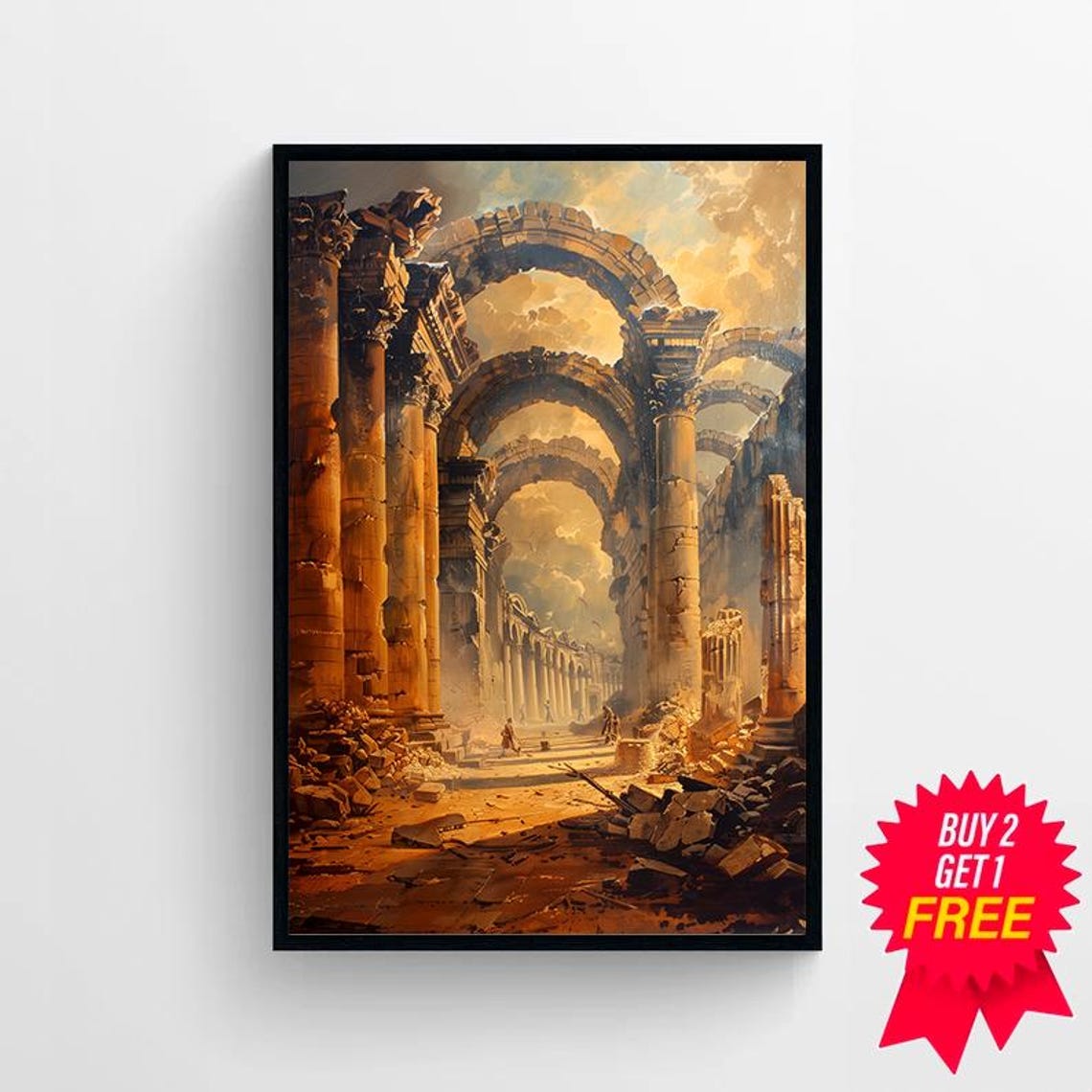 Ancient Roman Ruins Grand Arch Colonnade Classical Temple Poster - Image 4