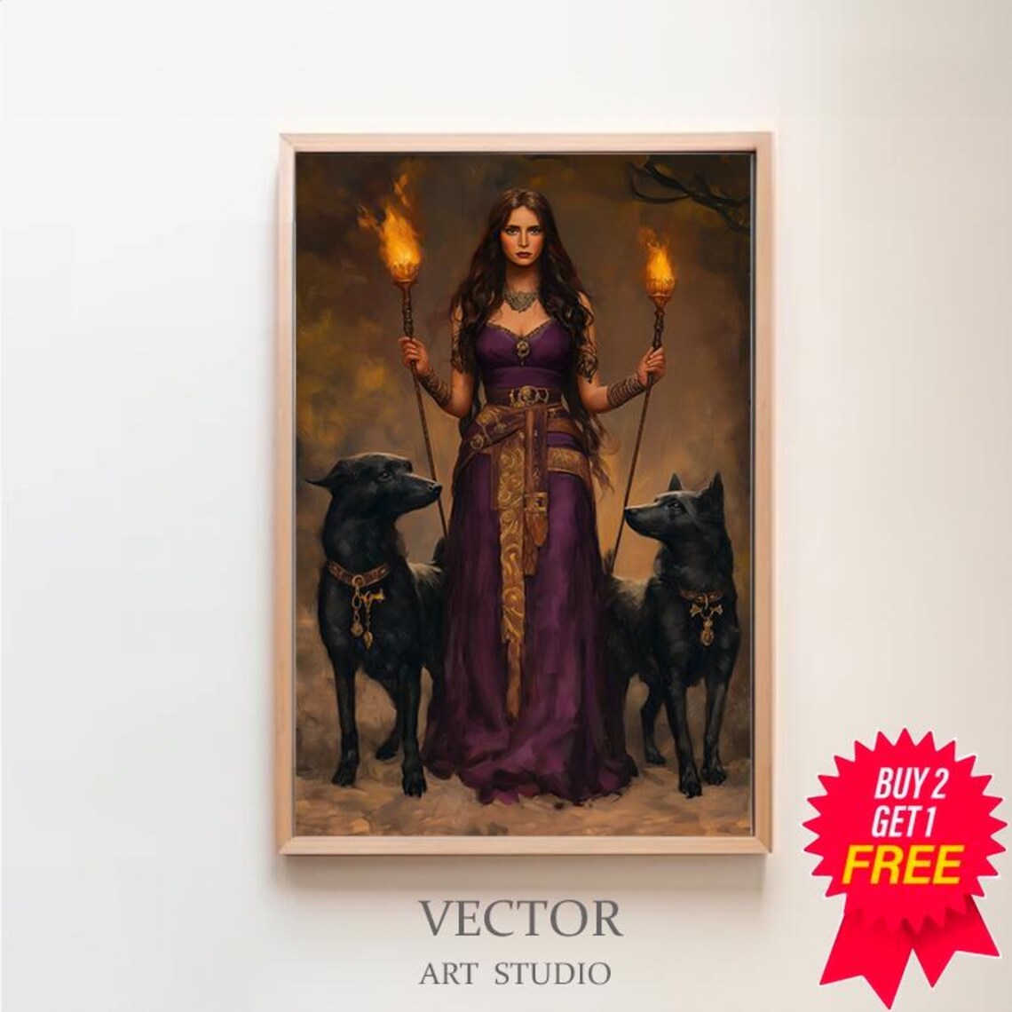 Hecate Greek Goddess Art Print, Mythology Altar Decor