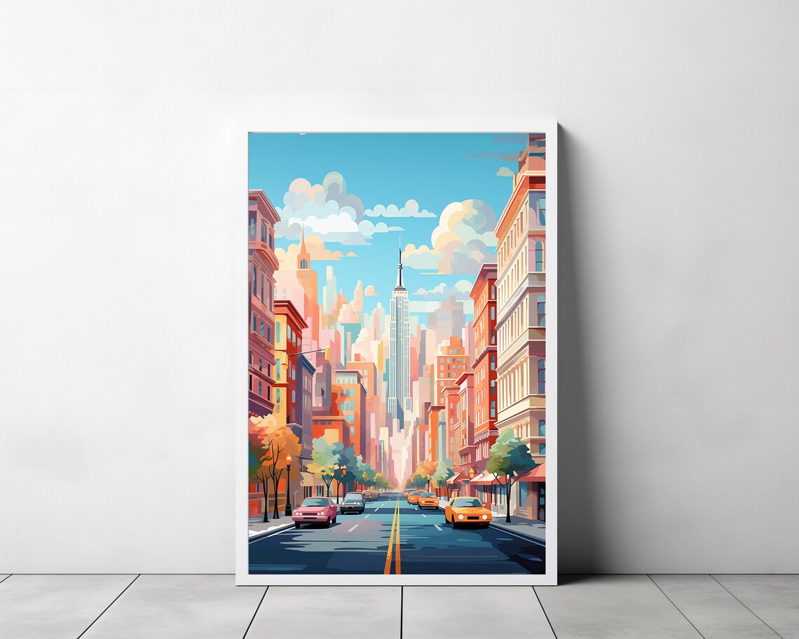 New York City Street Empire State Building Taxi Travel Poster - Image 3