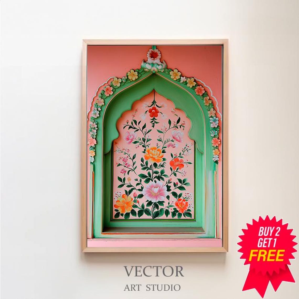 Palestine Floral Arch Art Print Islamic Wall Art Muslim Architecture Poster Arabic Decor Large Wall Art Eid Ramadan Gift
