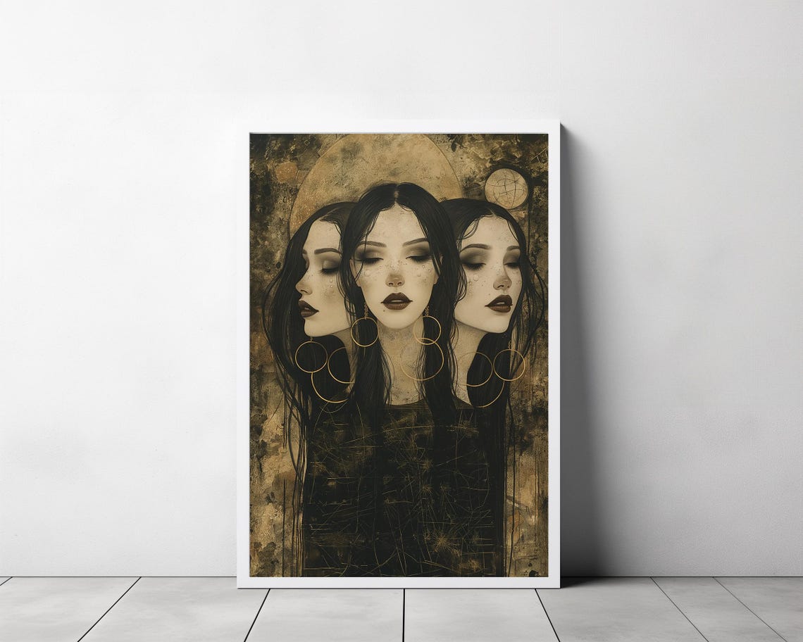 Hecate Triple Moon Goddess Fine Art Giclee Witchcraft Wicca Pagan Luna Vintage Painting Ancient Esoteric Art Hekate Witchy Artwork - Image 3