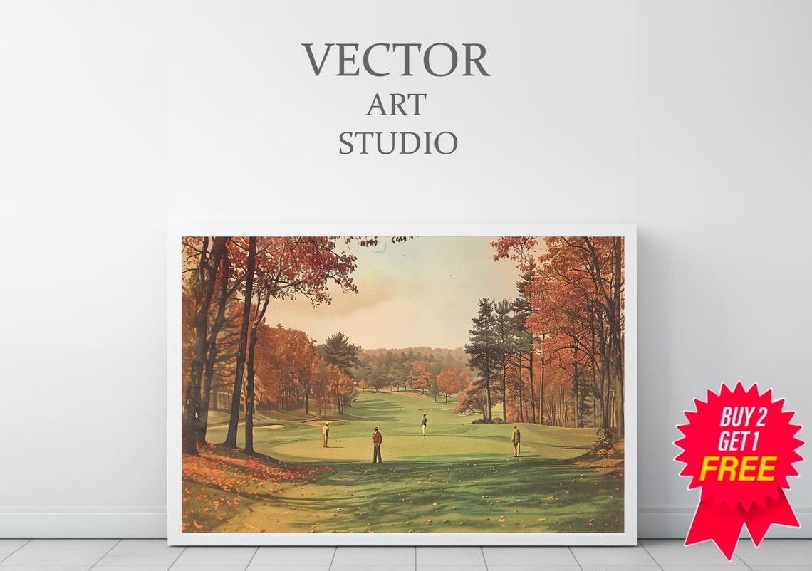 Golf Vintage Painting Landscape Art Print Vintage Golf Course Wall Art Wall Decor Golf Fan Gifts - Image 3