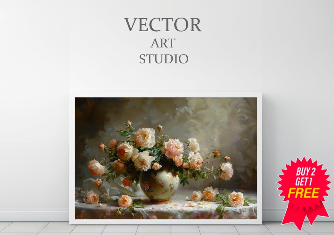 Frame Tv Art Pink Flowers Still Life Dark Moody Floral Tv Picture Tv Art Spring Frame Tv Art Mothers Day Pink Roses - Image 3
