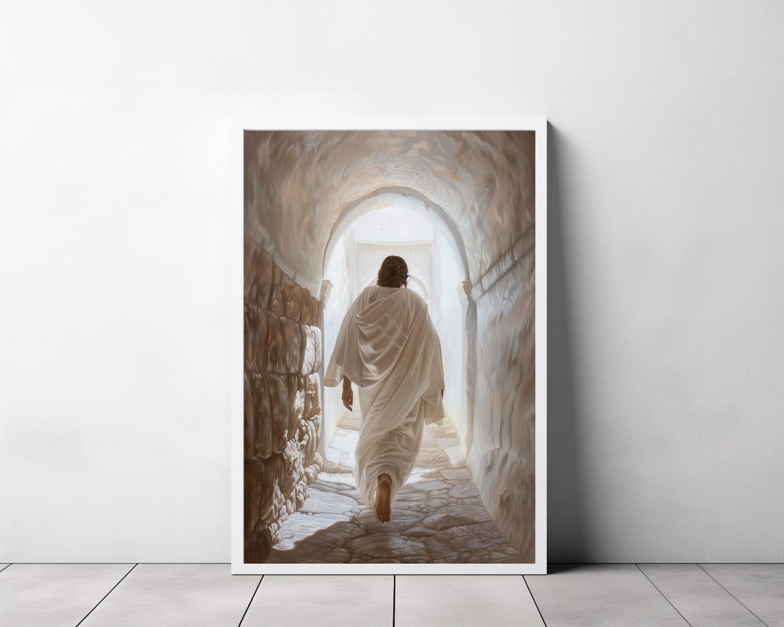 He Is Risen Jesus Leaving the Garden Tomb Easter Resurrection Poster - Image 3