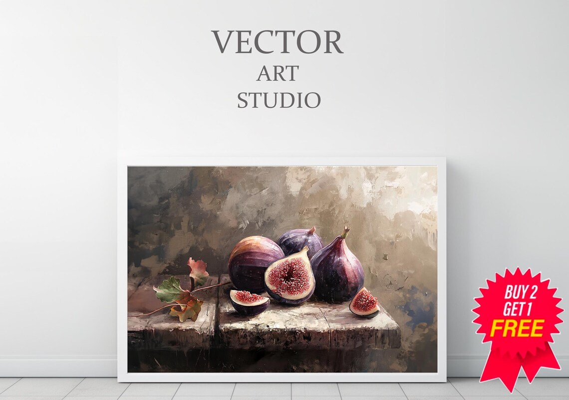 Dark Moody Figs Still Life, Rustic Cottagecore Art Print - Image 3