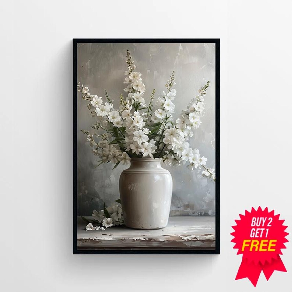 Spring Flowers in Vintage Vase, Floral Art Print - Image 4