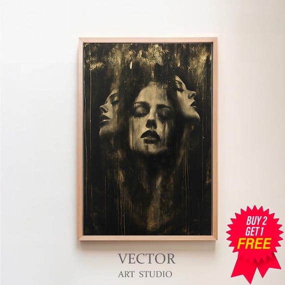 Hecate Triple Moon Goddess Fine Art Giclee Witchcraft Wicca Pagan Luna Vintage Painting Ancient Esoteric Art Hekate Witchy Artwork