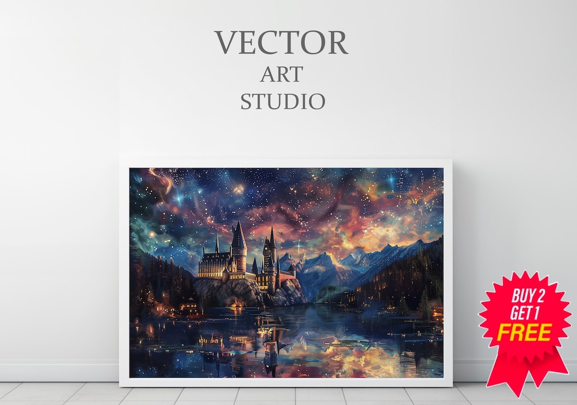 Wizard School Vintage Castle Decor, Art Print - Image 3