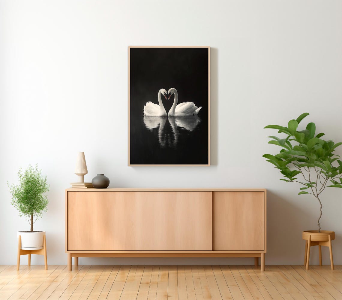 Swan Wall Art Swan Painting Print Vintage Antique Swan Print Extra Large Wall Art Dark Aesthetics Art Dark Academia Dark Oil Painting - Image 2