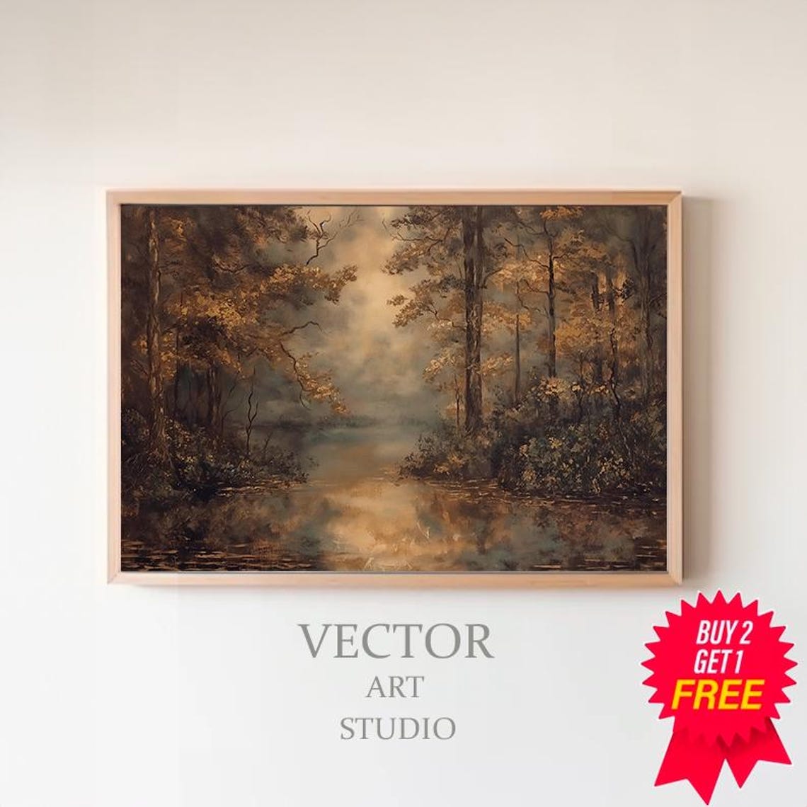 Golden Autumn Trees Reflecting On A Still Mirror Lake Poster