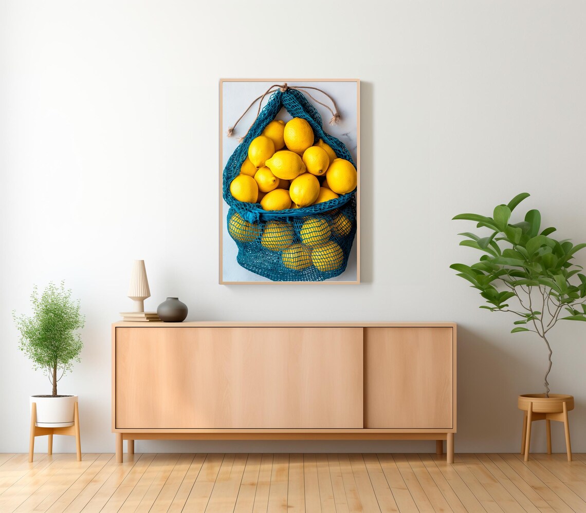 Lemons In Bag Print Kitchen Ingredient Art Print Fruits Kitchen Decor Kitchen Wall Art Food Art Print Kitchen Decor Dining Room Decor - Image 2