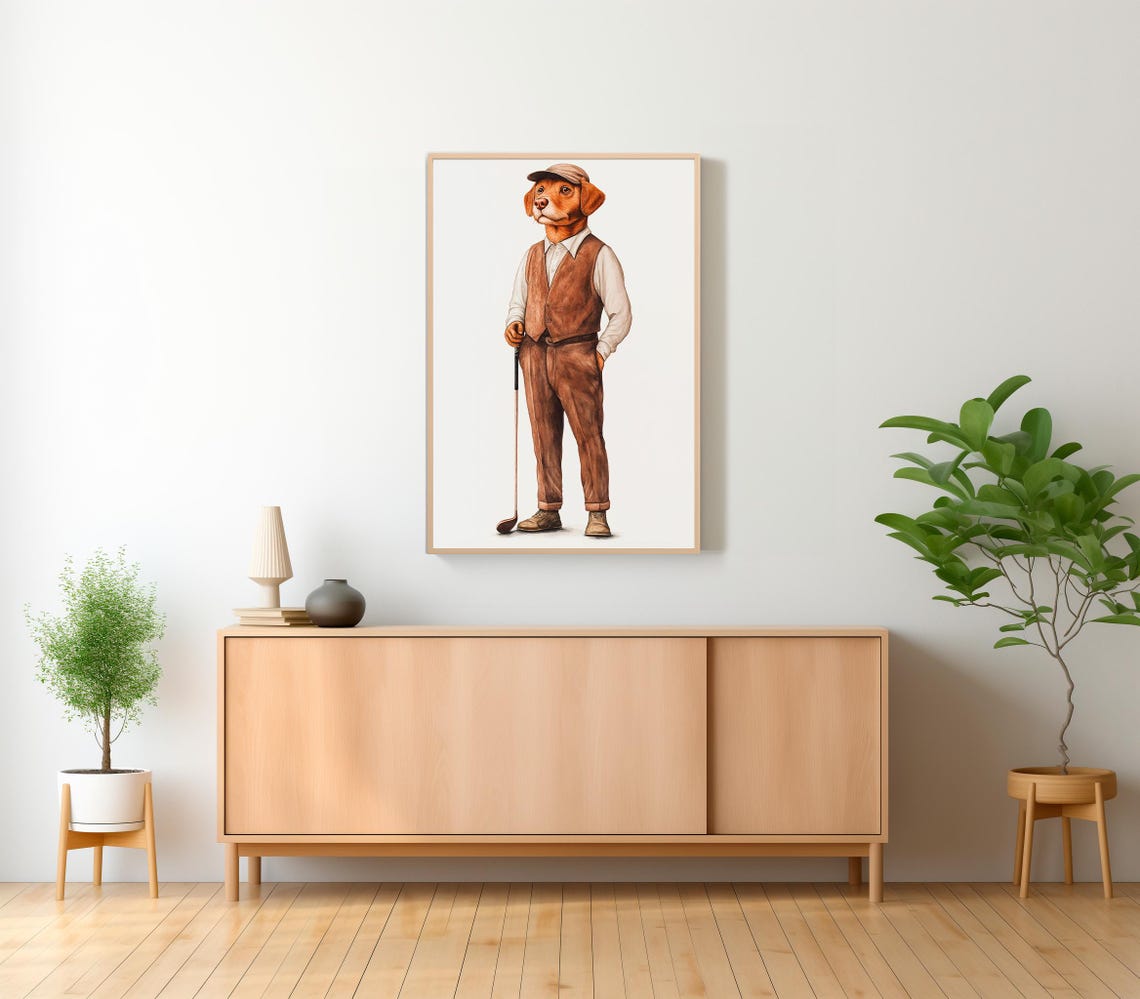 Distinguished Dog Golfer in Vintage Outfit Club Funny Animal Poster - Image 2