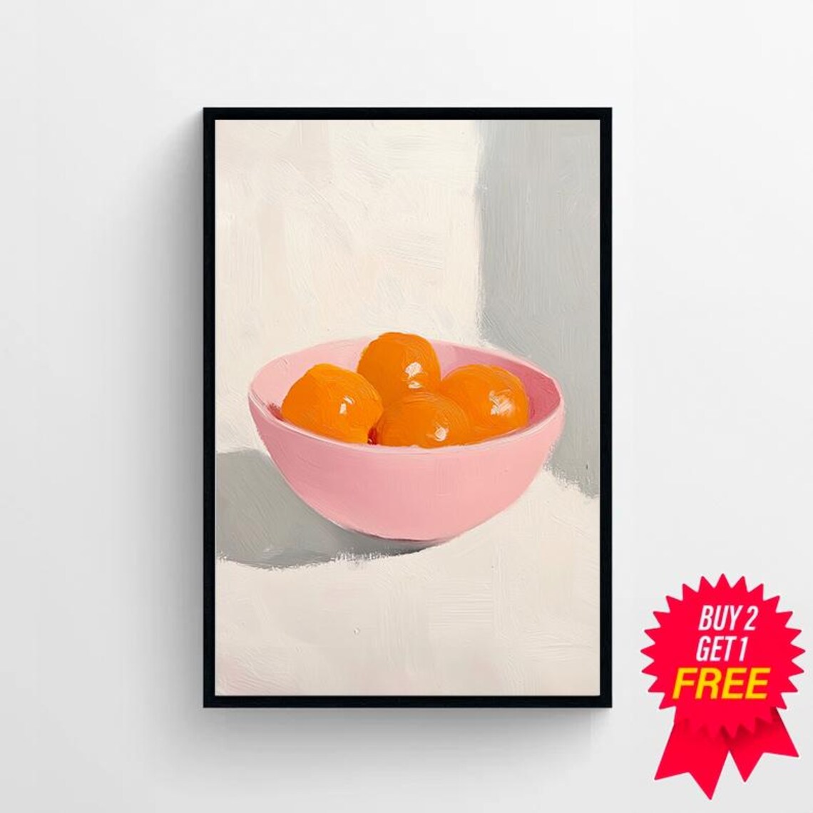Colorful Oranges Painting Kitchen Food Art Print Summer Citrus Pastel Fruit Wall Decor Pink Dining Room - Image 4