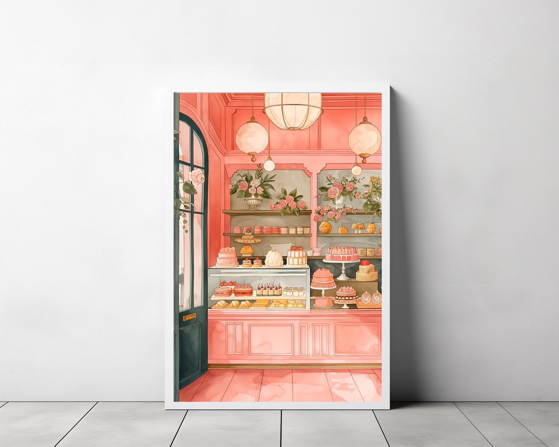 Cake Bakery Cafe Watercolor Poster, Danish Pastel - Image 3