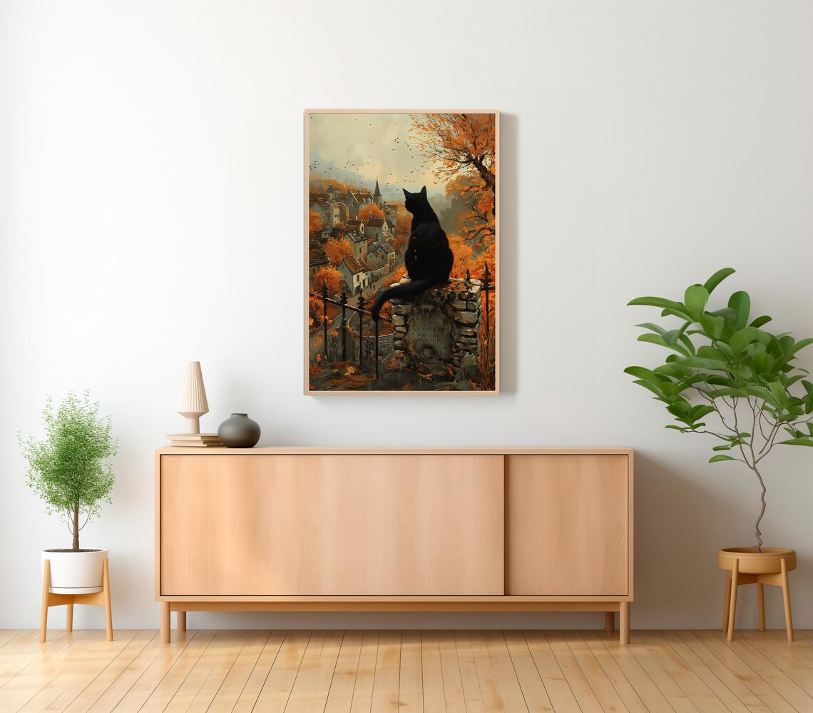 Salem Vintage Travel Poster, Black Cat Witchcraft - Image 2