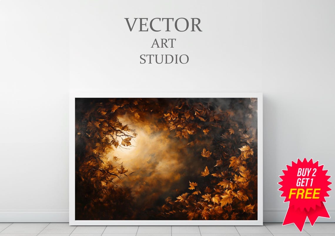 Glowing Moonlight Breaking Through Autumn Leaves Fall Poster - Image 3