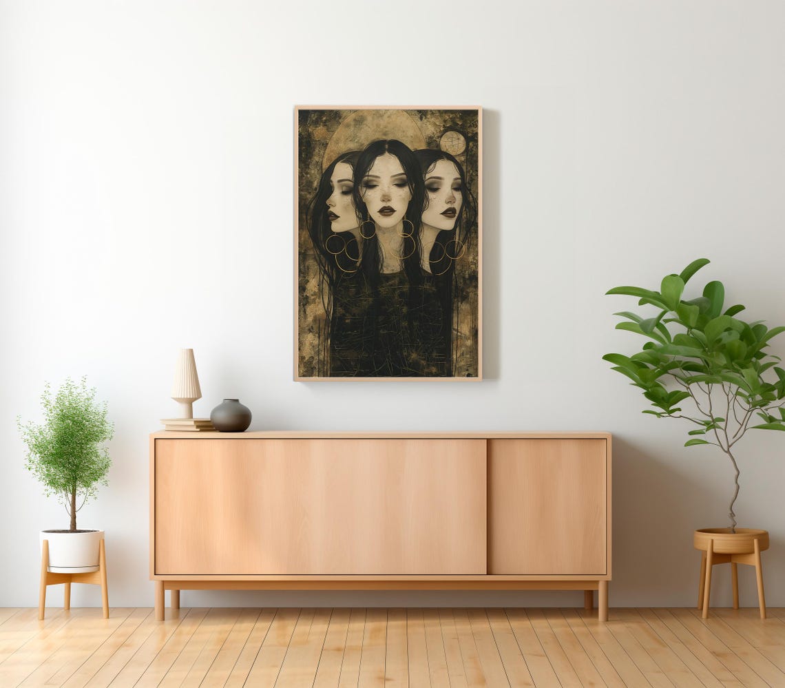 Hecate Triple Moon Goddess Fine Art Giclee Witchcraft Wicca Pagan Luna Vintage Painting Ancient Esoteric Art Hekate Witchy Artwork - Image 2