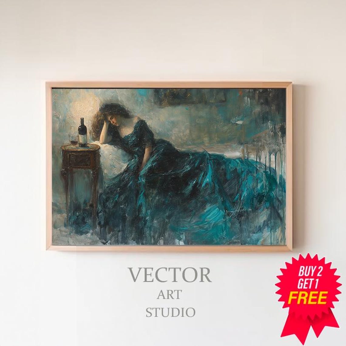 Seated Victorian Woman With Wine Impressionist Oil Painting Poster