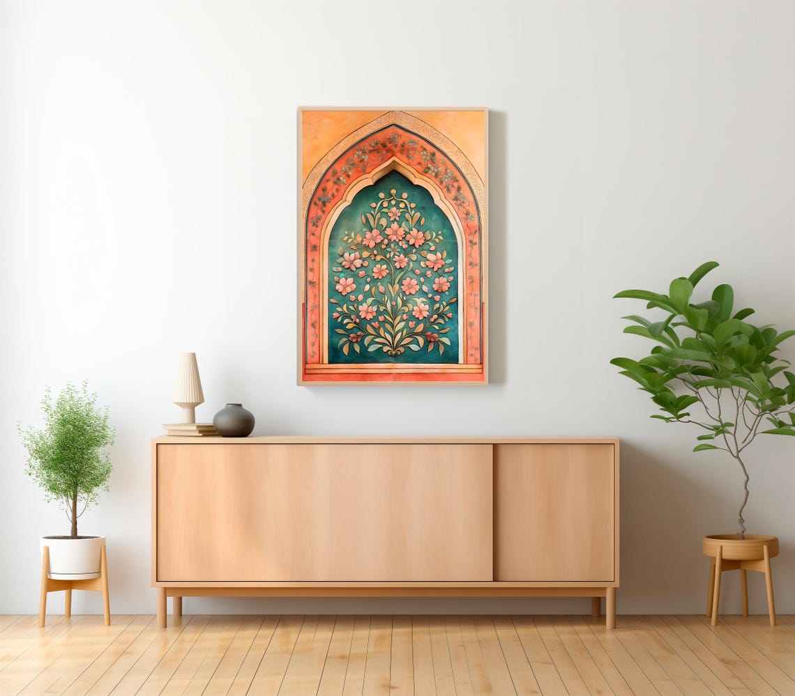 Palestine Floral Arch Art Print Islamic Wall Art Muslim Architecture Poster Arabic Decor Large Wall Art Eid Ramadan Gift - Image 2