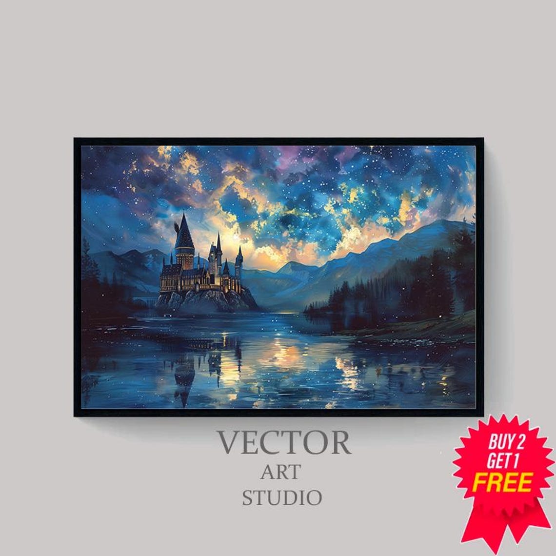 Wizarding Inspired Poster Vintage Wizard School Wizard World Van Gogh Painting Vintage Castle Physical Decor Wall Art - Image 4