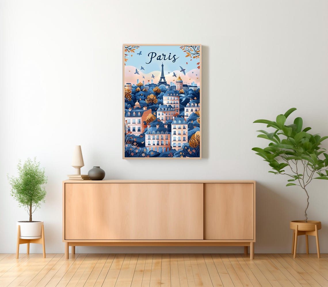 Paris Eiffel Tower In Pastel Morning Autumn Sky Travel Poster - Image 2