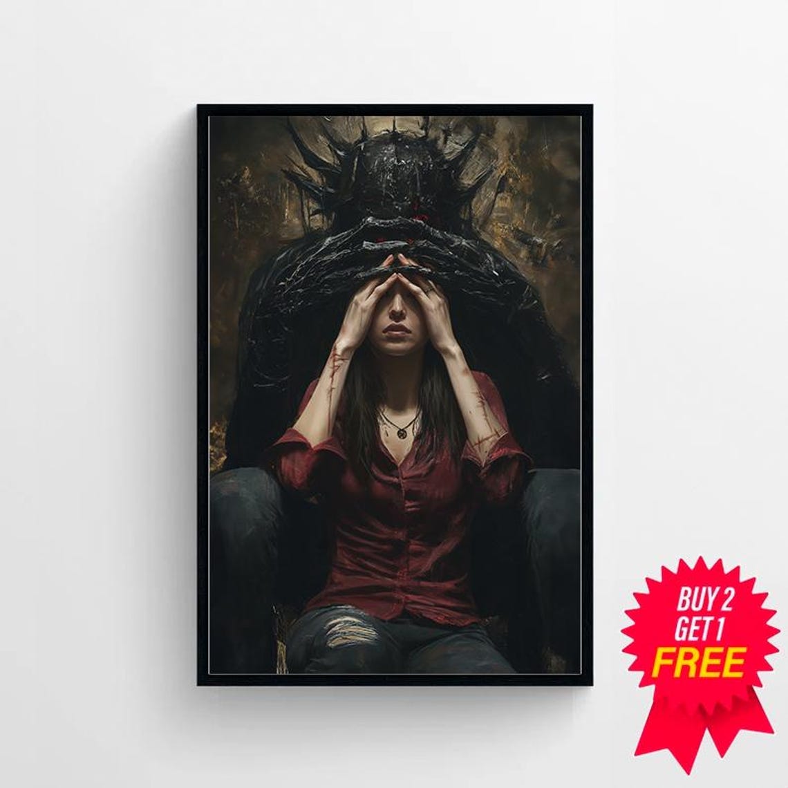 Devil Embrace Woman With Demon Hands Over Her Eyes Gothic Poster - Image 4