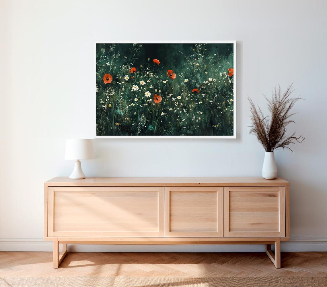 Vintage Dark Floral Art Moody Botanical Flower Painting Print Dark Academia Aesthetics Farmhouse Wall Art - Image 2