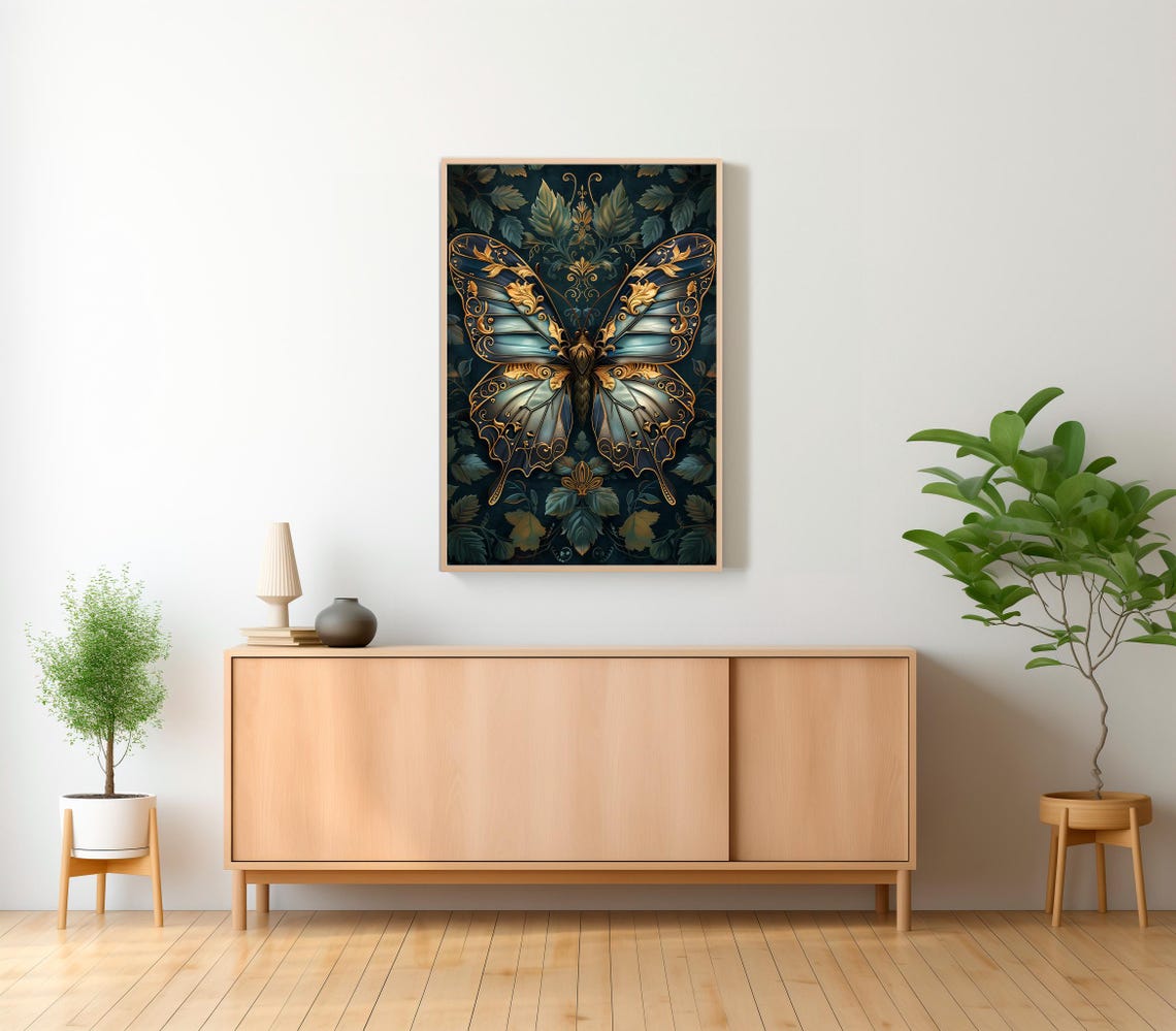 William Morris Inspired Butterfly Art Print Butterfly Print Butterfly Wall Art Large Wall Art Butterfly Decor Gift - Image 2