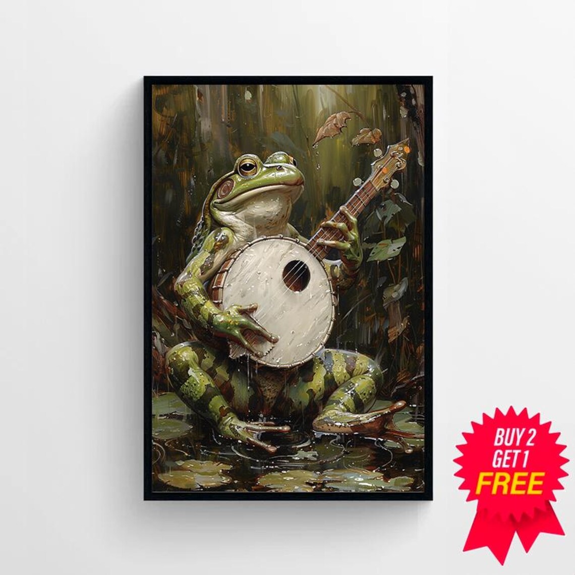 Banjo Frog Vintage Poster, Funny Animal Art Print - Image 4