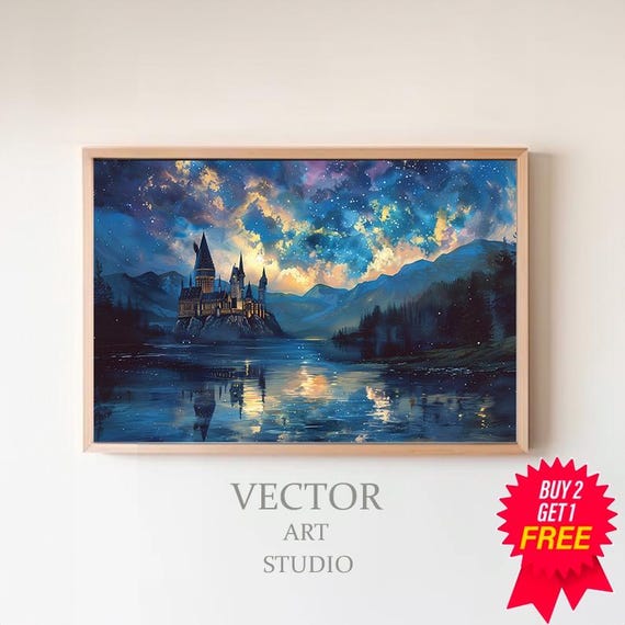 Wizarding Inspired Poster Vintage Wizard School Wizard World Van Gogh Painting Vintage Castle Physical Decor Wall Art