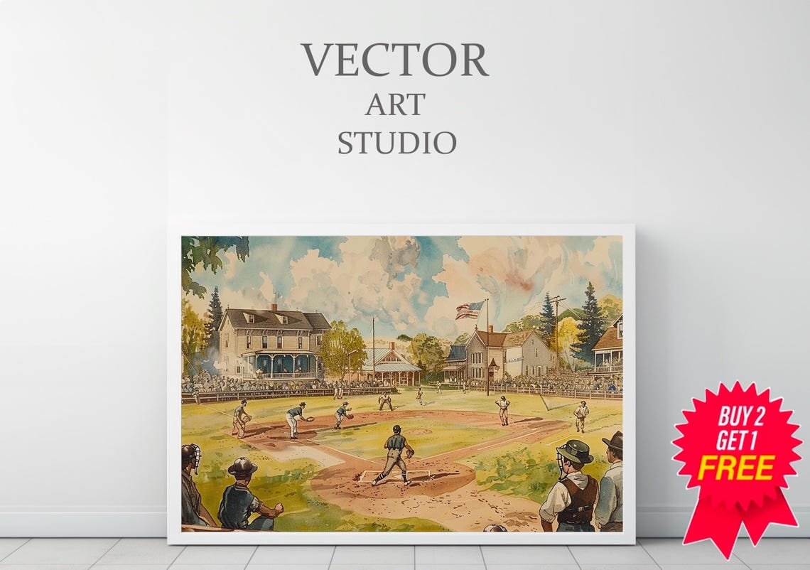 Baseball Print Vintage Prints Sports Poster Baseball Fan Gift Vintage Baseball Art Ball Bat Glove - Image 3
