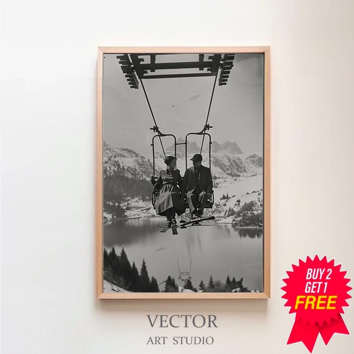 Vintage Ski Photo Print Art Vintage Ski Art Ski Home Decor Ski Poster Ski Lodge Wall Decor