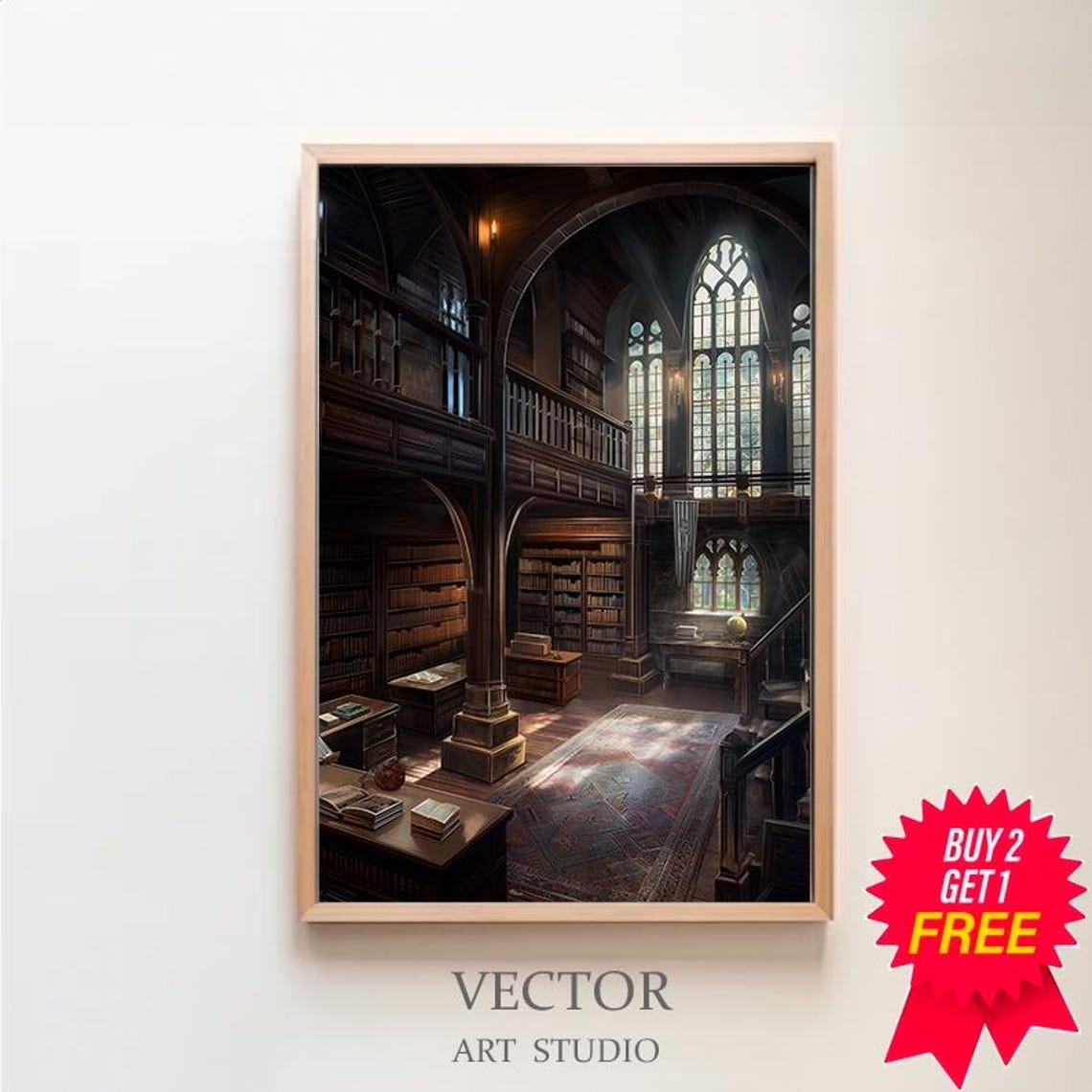 Gothic Library Print Vintage Poster Art Poster Print Dark Academia Reading Gifts Gothic Victorian