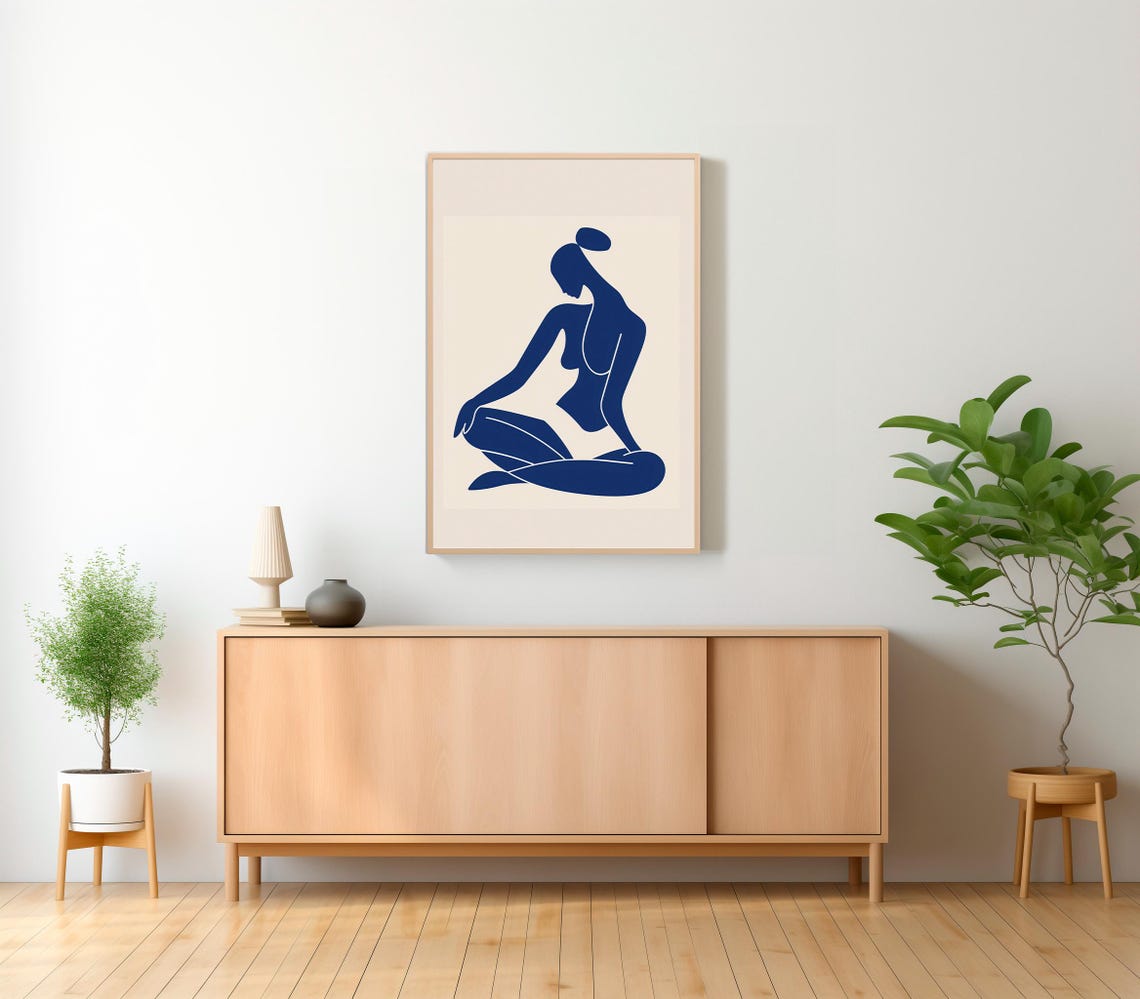 Matisse Blue Nude Woman Seated in a Minimalist Modern Art Poster - Image 2