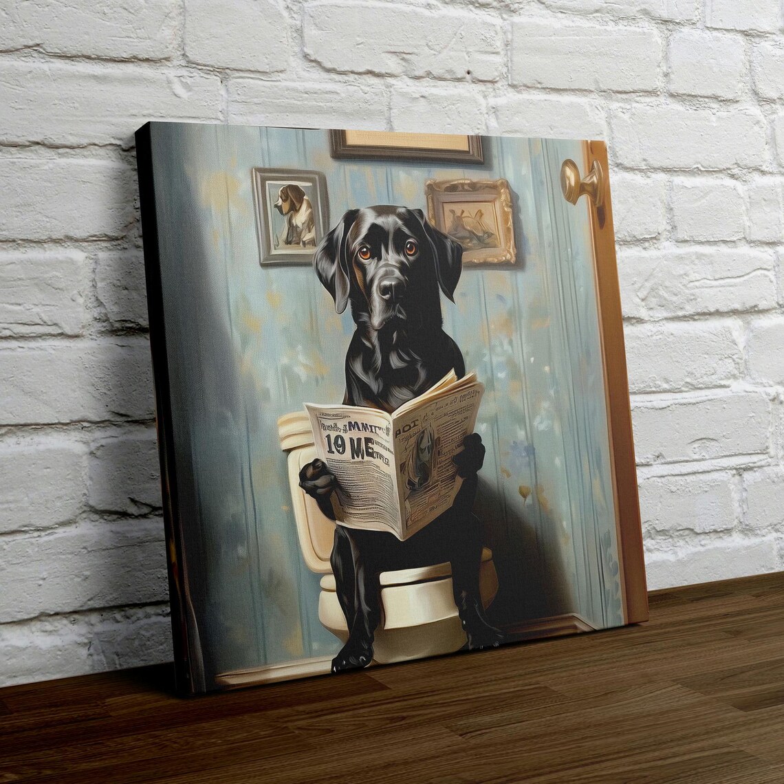 Black Lab Bathroom Funny Dog On Toilet Art Print - Image 4