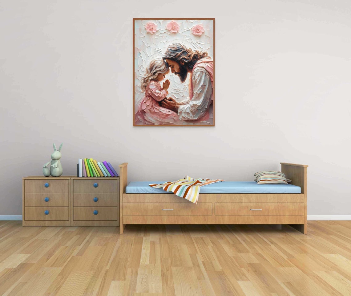 Little Prayers Christian Art Jesus And Little Girl Prayer Jesus Picture Lds Art Bible Painting Jesus With Children Jesus Praying Girl - Image 4