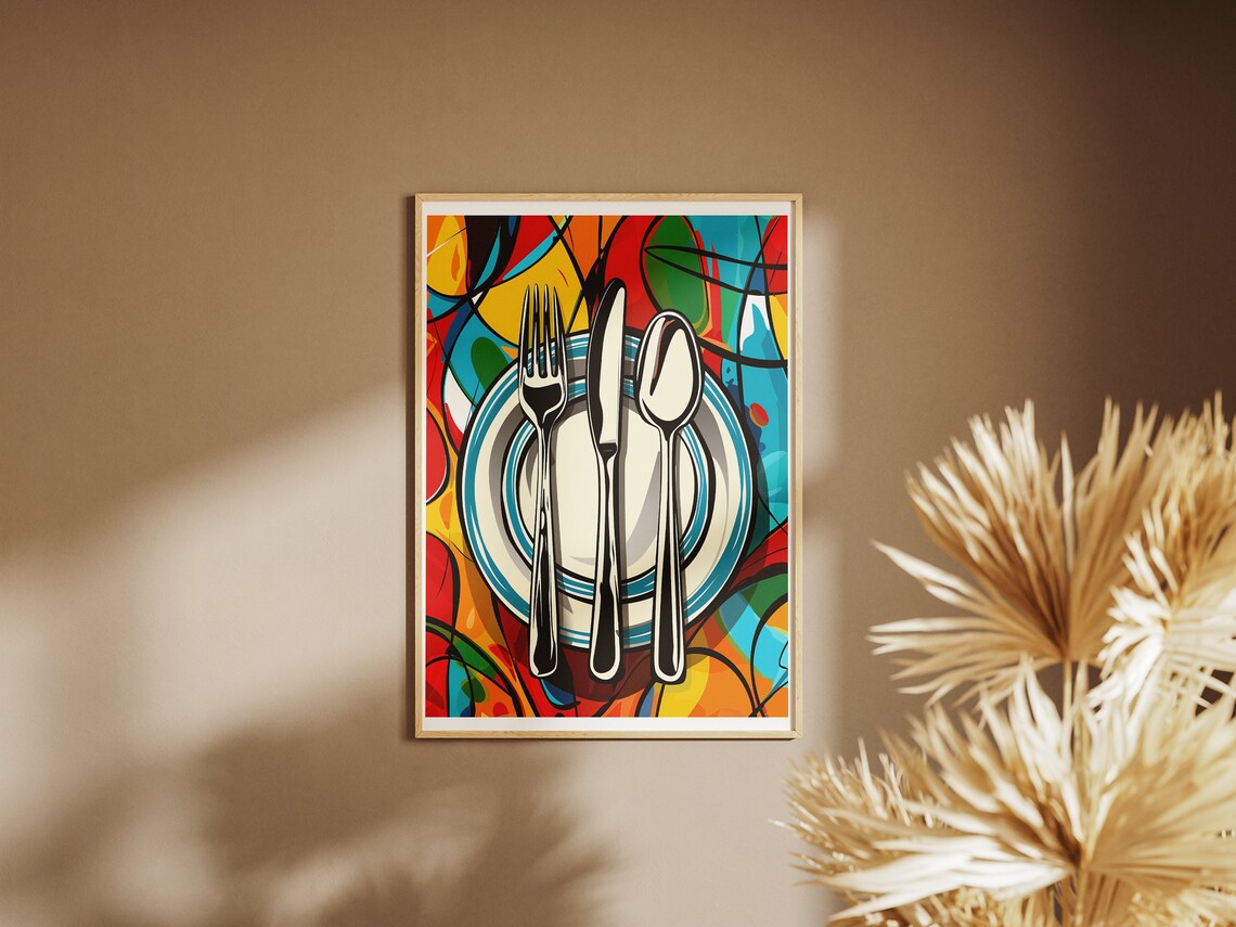 Fork and Spoon Comic-Style Kitchen Art Print - Image 2