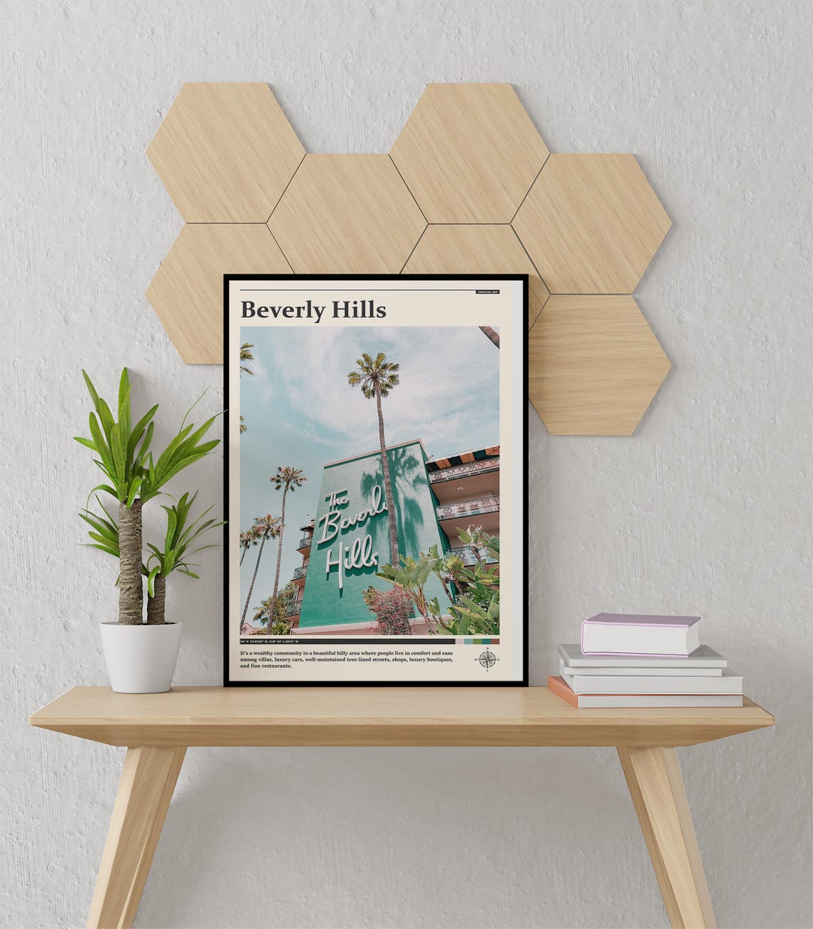 Beverly Hills California Iconic Sign Palm Trees Landmark Poster - Image 3