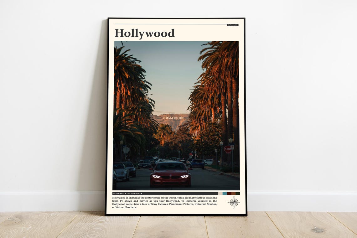 Travel Photography Hollywood Print Hollywood Wall Art Hollywood Poster Hollywood Photo Hollywood California Poster Print