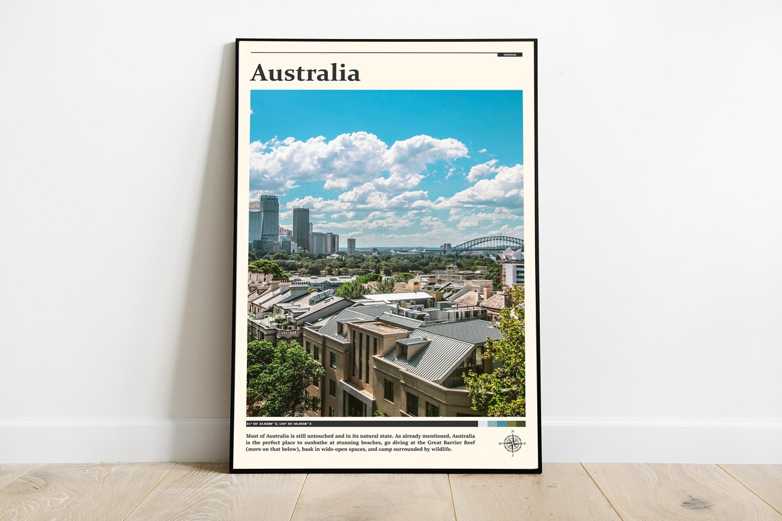 Australia Sydney Harbour Bridge Skyline Cityscape Travel Poster