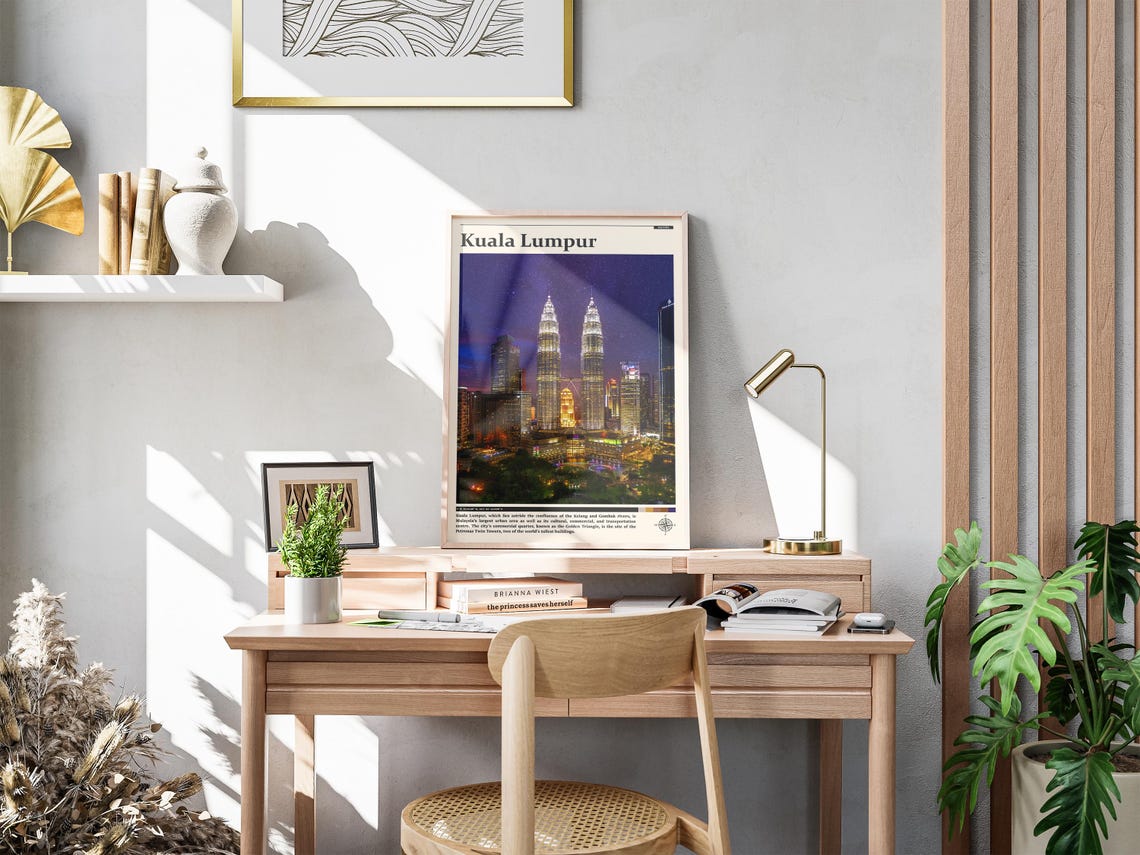 Kuala Lumpur Petronas Twin Towers Night Skyline Malaysia Travel Poster - Image 4