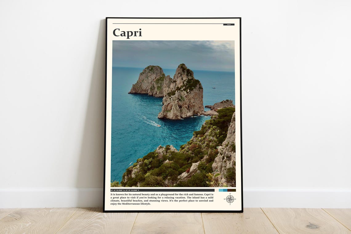 Capri Italy Faraglioni Sea Stacks Tyrrhenian Sea Photography Poster