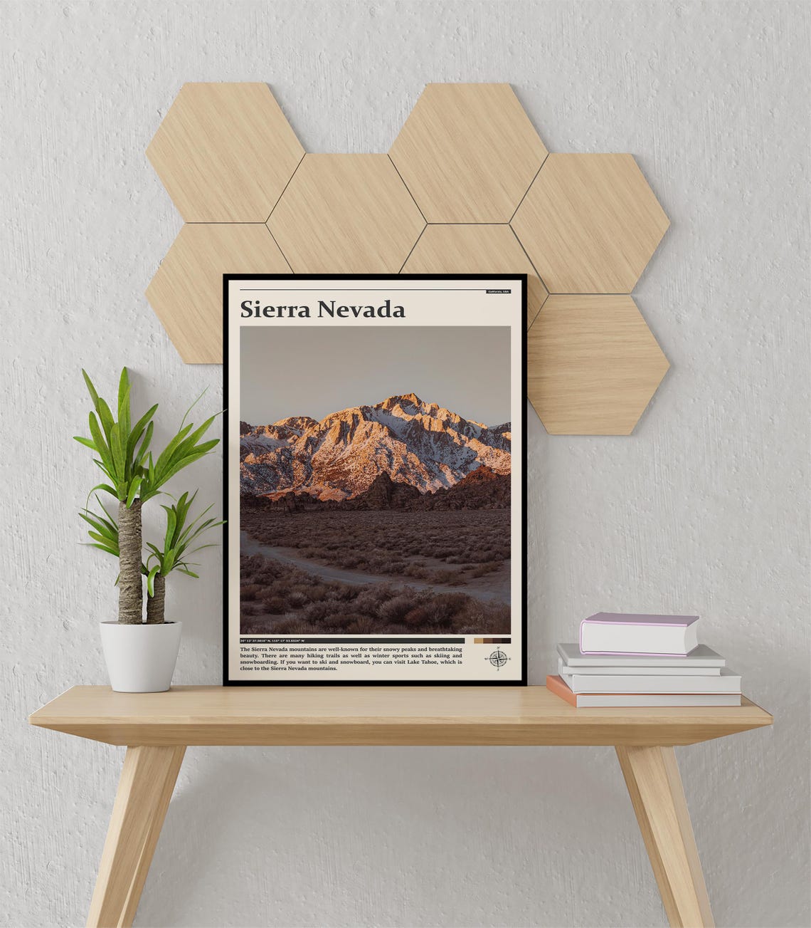 Sierra Nevada Snow Capped Mountains Sunset Desert Photography Poster - Image 3