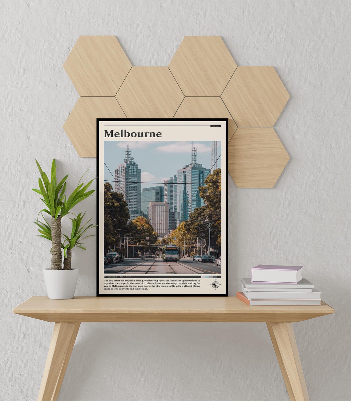Melbourne Australia Tram Street City Skyline Vintage Travel Poster - Image 2