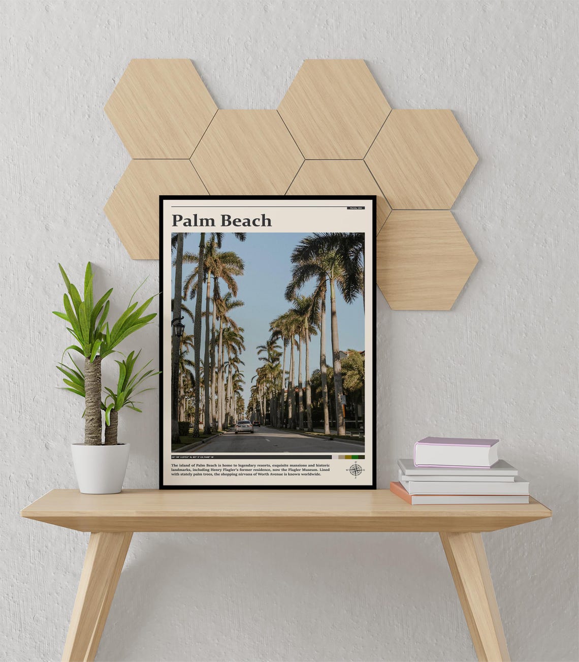 Palm Beach Florida Iconic Royal Palm Tree Lined Street Travel Poster - Image 3