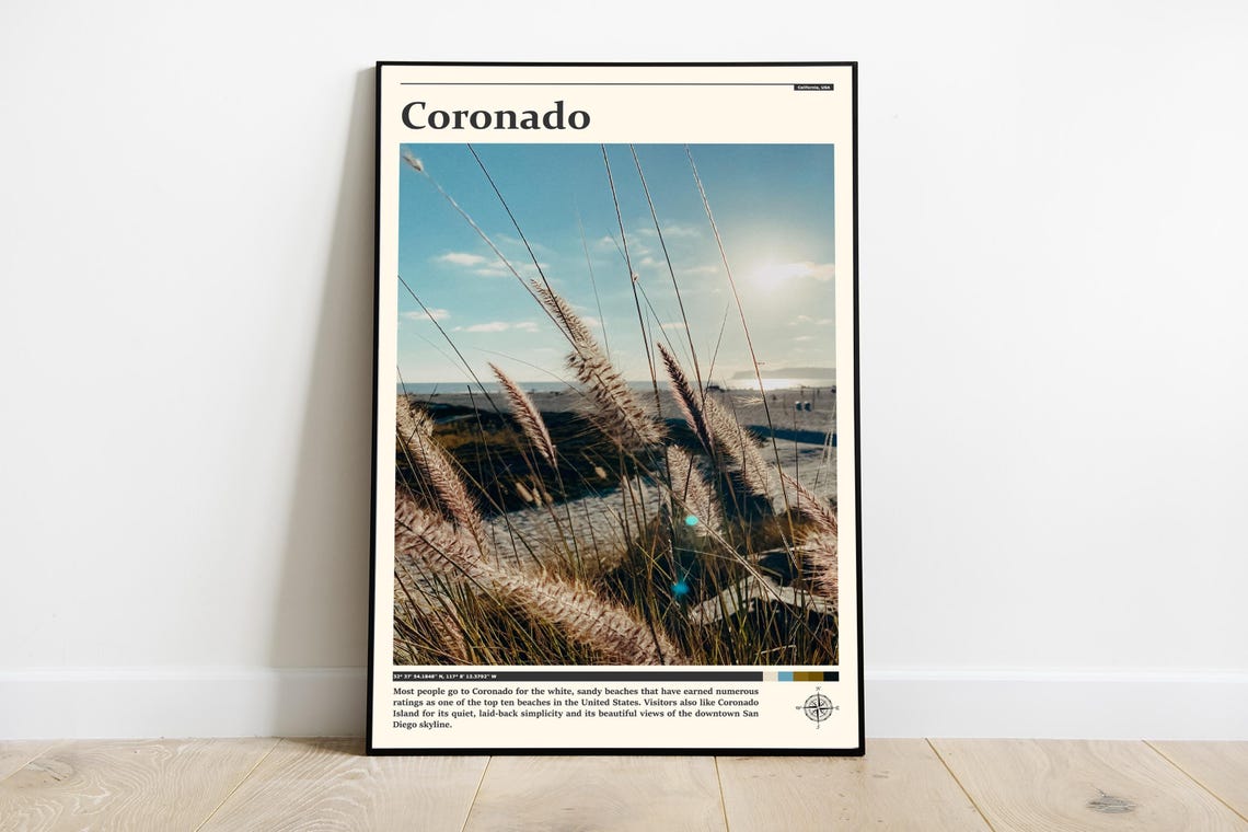 Coronado California Beach Grass Dunes Sunlit Ocean View Poster