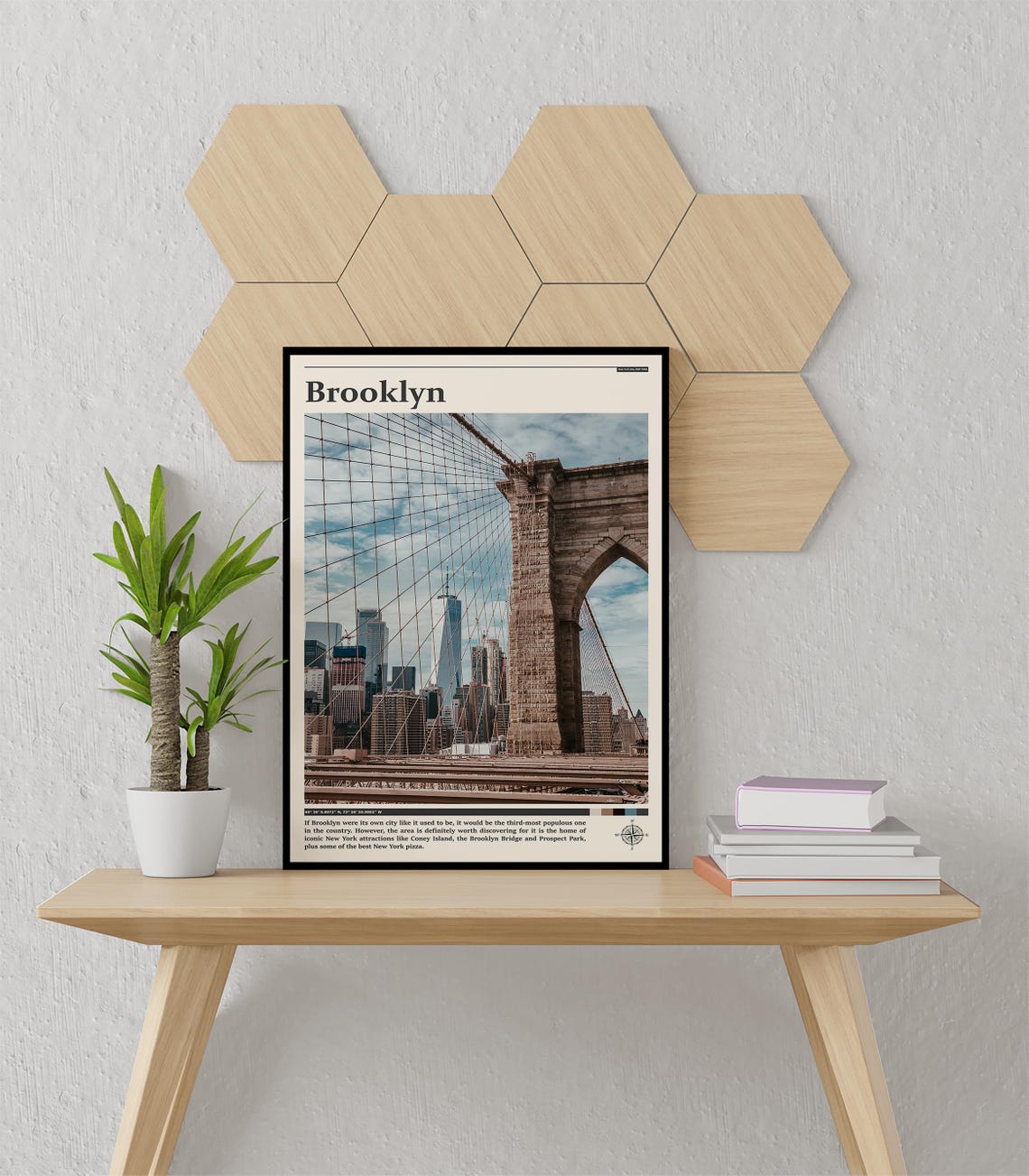 Brooklyn Bridge New York Stone Tower Manhattan Skyline Travel Poster - Image 3