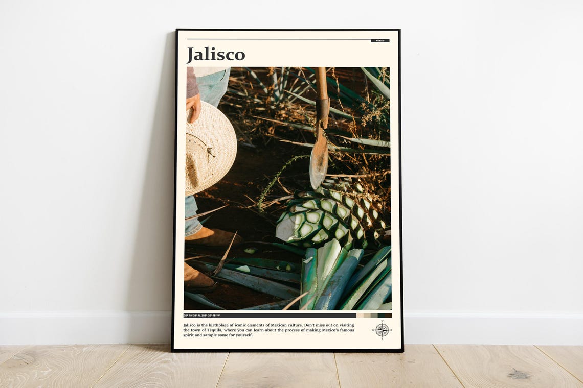Jalisco Mexico Tequila Agave Harvest Field Work Travel Poster