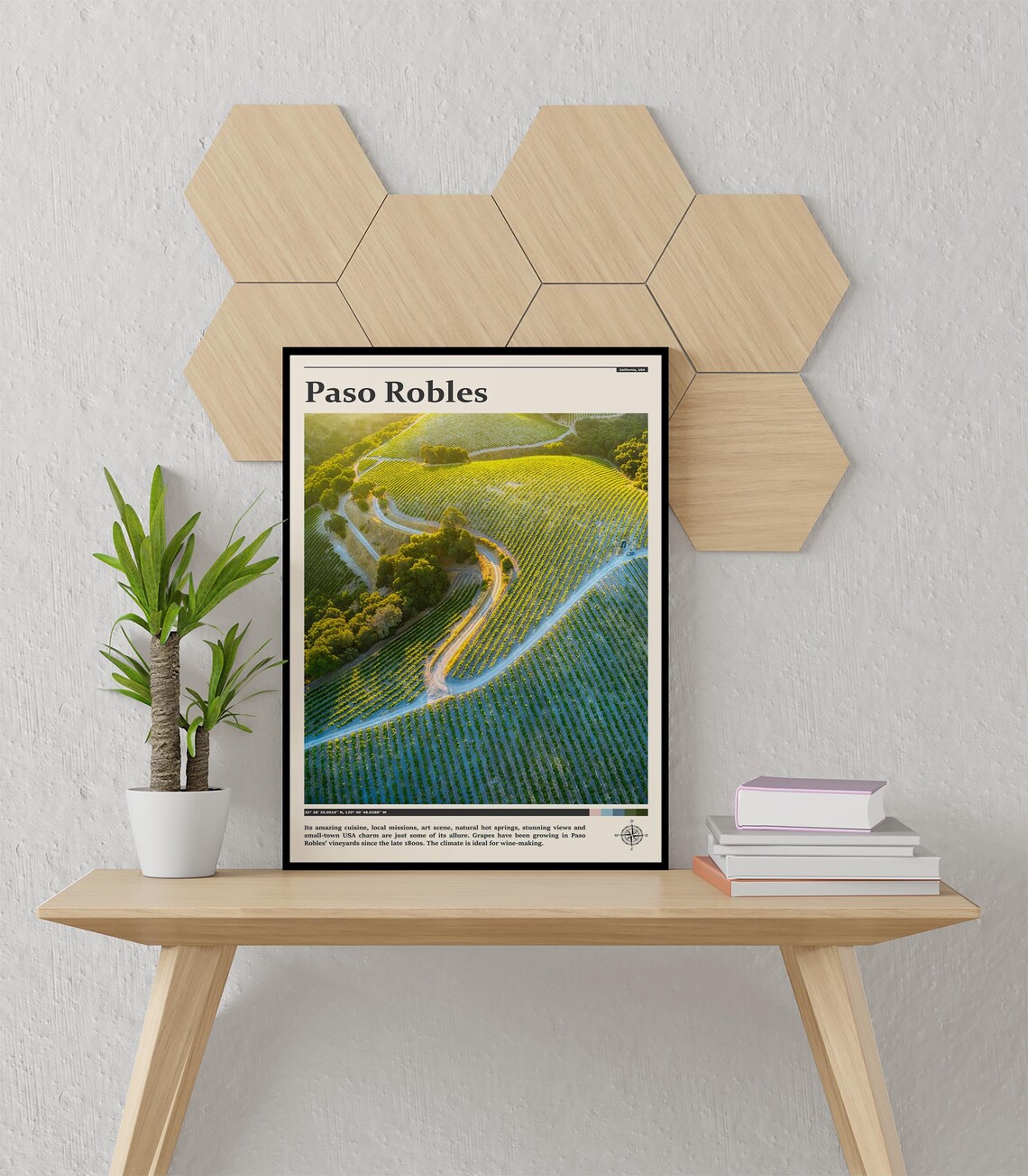 Paso Robles Vineyard Aerial Wine Country California Travel Poster - Image 3
