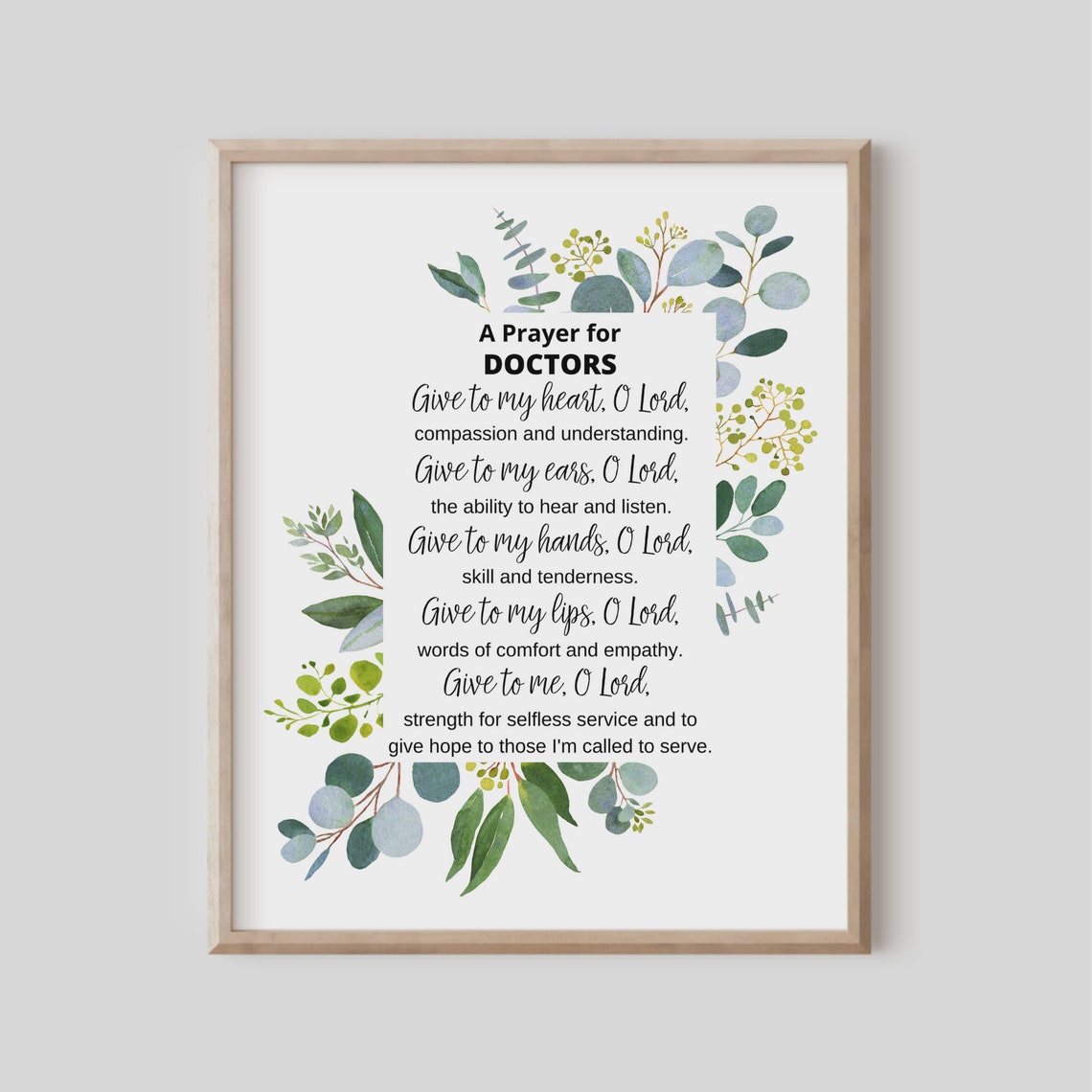 A Prayer for Doctors Christian Gift Office Decor Scripture Poster